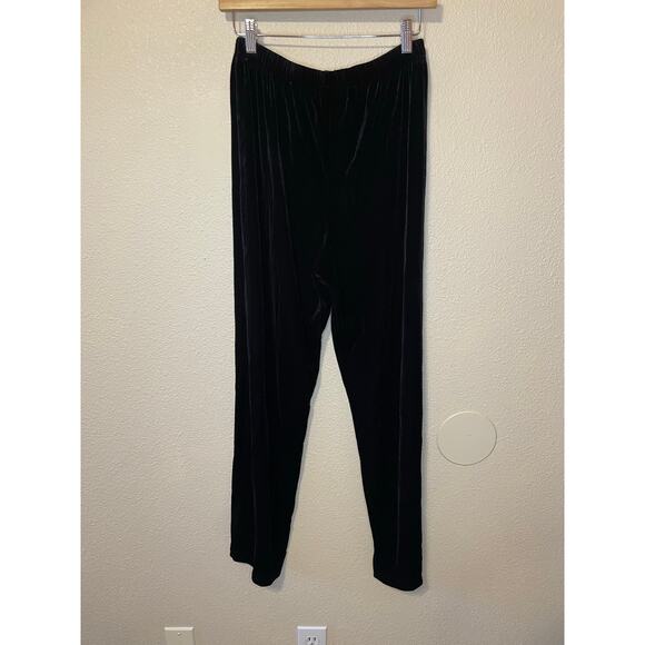 Monroe & Main Whimsy Goth Black Velour Velvet Elastic Waist Straight Leg Pants M - Picture 2 of 10
